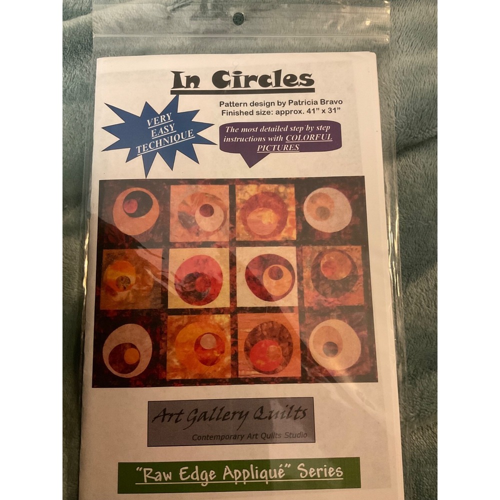 Quilt pattern In Circles applique raw edge colorful wall hanging Art Gallery